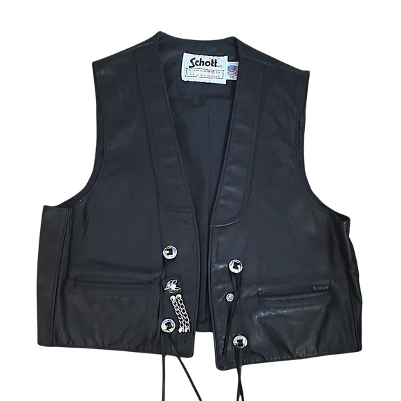 Schott NYC Western Vintage 80's Leather Men's Size XXL Black Biker Motorcycle - Picture 2 of 6